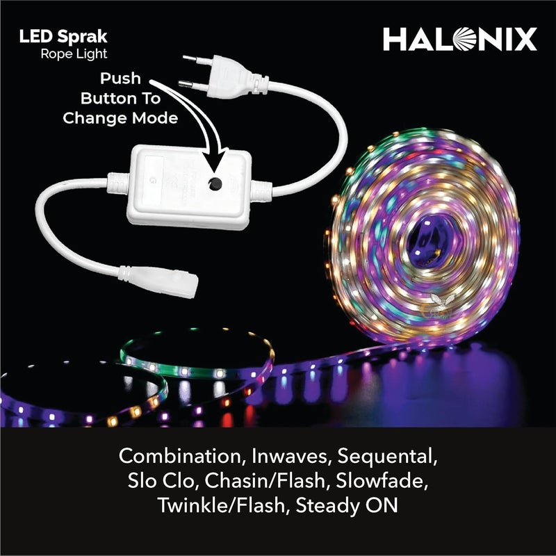 Halonix 10 Meter Multicolor 11W Rope Light with 8 Light Modes | IP65 Certified, BIS Approved | Fairy Light, String Light,Decorative Light | Direct Plug-in | Pack of 1 (10 Meter, Multi Color) - Image 5
