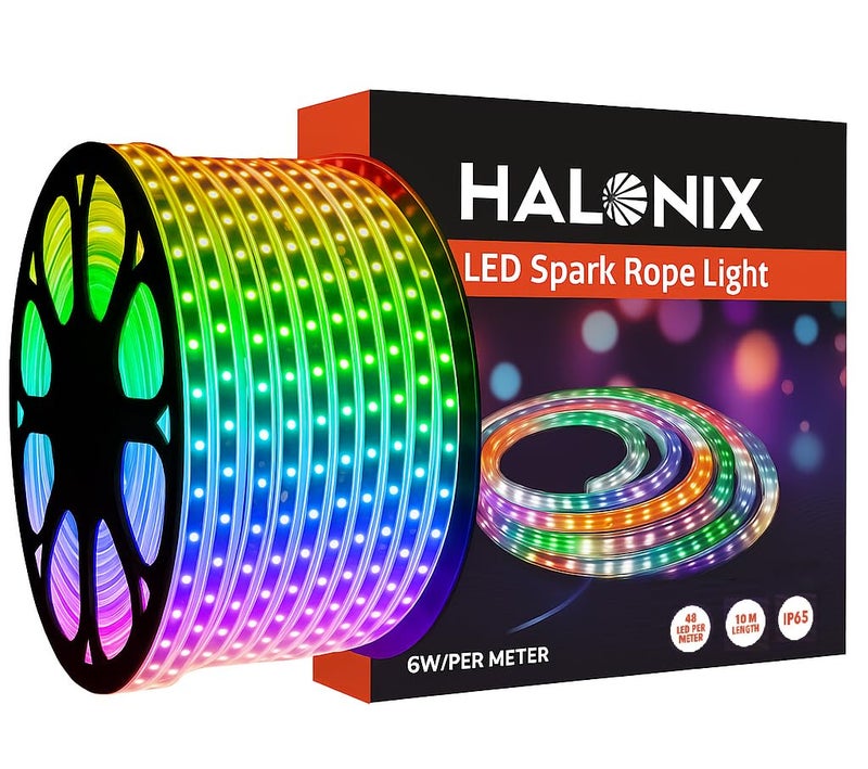 Halonix 10 Meter Multicolor 11W Rope Light with 8 Light Modes | IP65 Certified, BIS Approved | Fairy Light, String Light,Decorative Light | Direct Plug-in | Pack of 1 (10 Meter, Multi Color) - Image 1