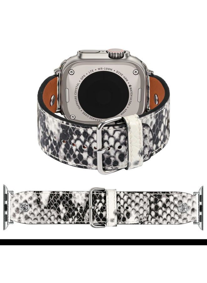 JOYOZY Leather Band Compatible with Apple Watch Band 38mm 40mm 41mm 42mm 44mm 45mm 49mm, Luxury iWatch Band with Bling Crystal for Ultra, Series SE/8/7/6/5/4/3/2/1, Designer Dressy Strap for Women - Image 1