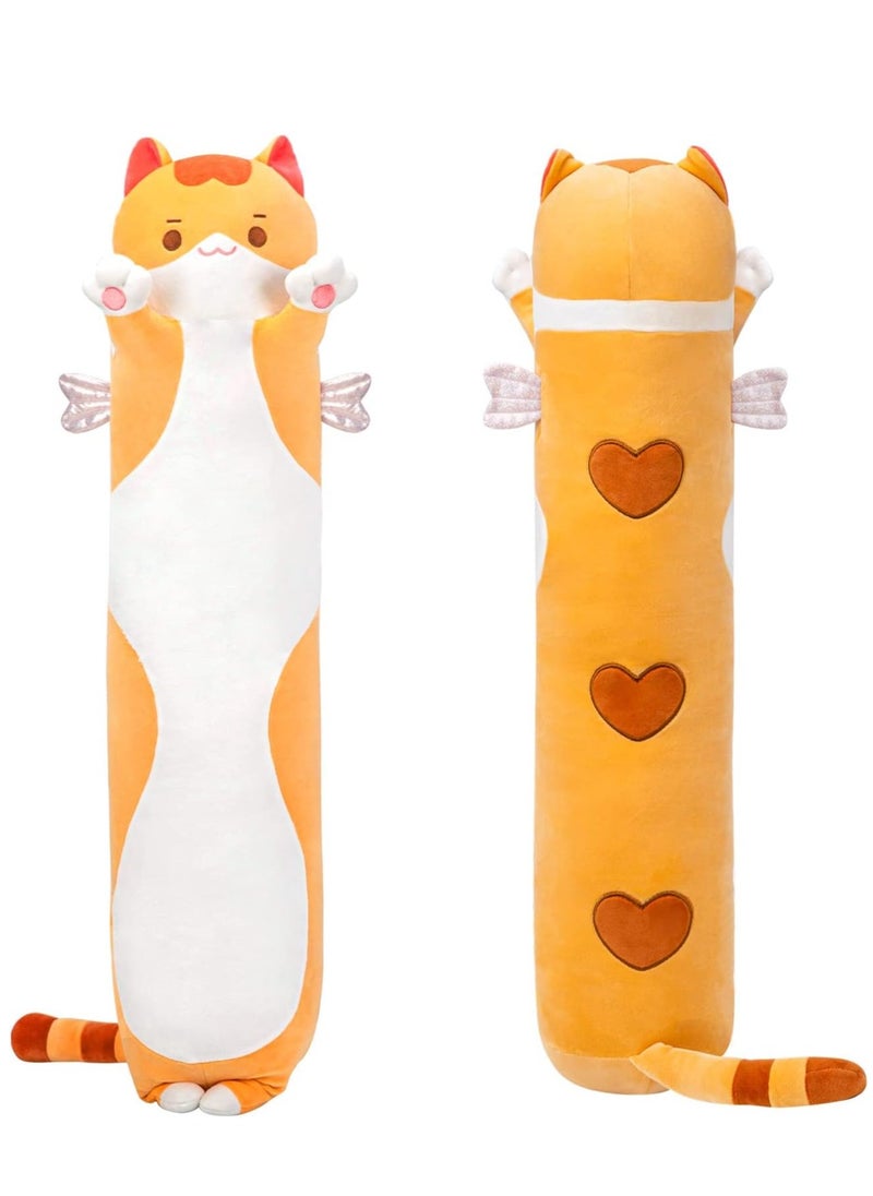 XiuWoo Soft Long Cat Plush Pillows, Stuffed Animals Squishy Pillows, Plushie Cute Kitty Sleeping Hugging Pillow, Sleeping Throw Pillow, Cute Doll Toy, Lumbar Pillow for Kids, Baby and Adult  - Image 1