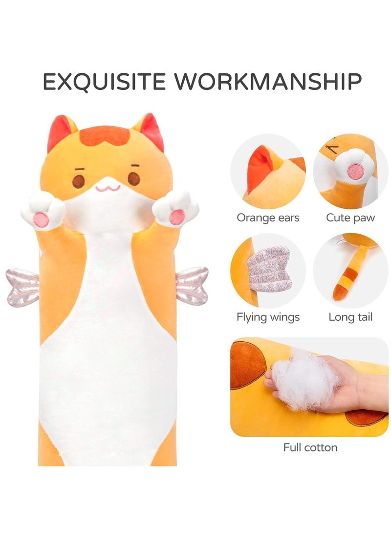 XiuWoo Soft Long Cat Plush Pillows, Stuffed Animals Squishy Pillows, Plushie Cute Kitty Sleeping Hugging Pillow, Sleeping Throw Pillow, Cute Doll Toy, Lumbar Pillow for Kids, Baby and Adult  - Image 2