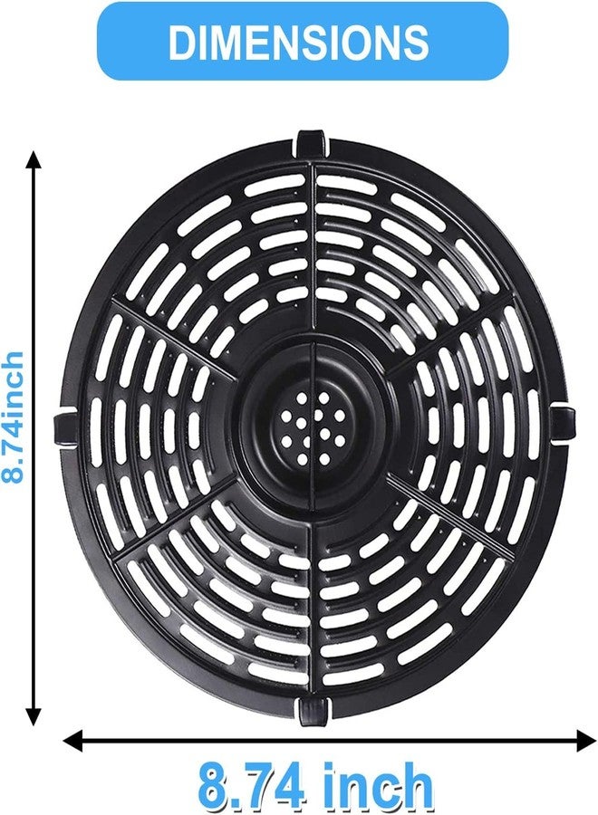 oecue Air Fryer Replacement Grill Pan, 8.7 inch 5QT Air Fryer Replacement Tray Rack Parts Accessories Crisper Plate Grill Plate with Rubber Bumpers for Gowise Chefman Dash Power, Non-Stick, Dishwasher Safe - Image 2