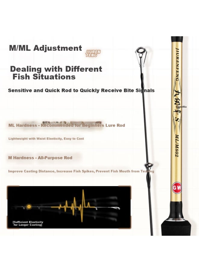 Gw Fishing Rod, 2.4 Meters, Gun Handle Rod, Bare Rod, Jiurenfeng Double Rod Tip Fishing Rod, M/ml Adjustable, Versatile Fishing Pole - Image 2