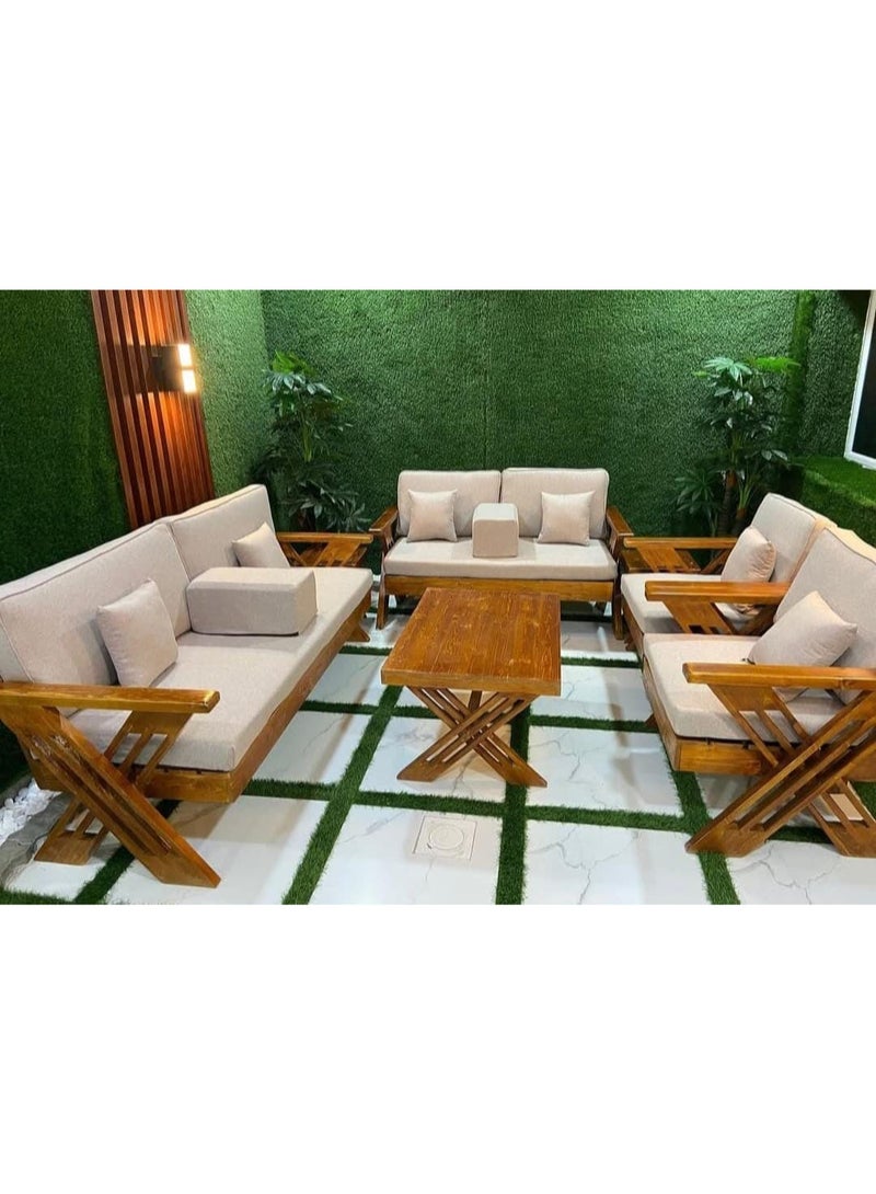 5-piece outdoor seating for 7 people with table