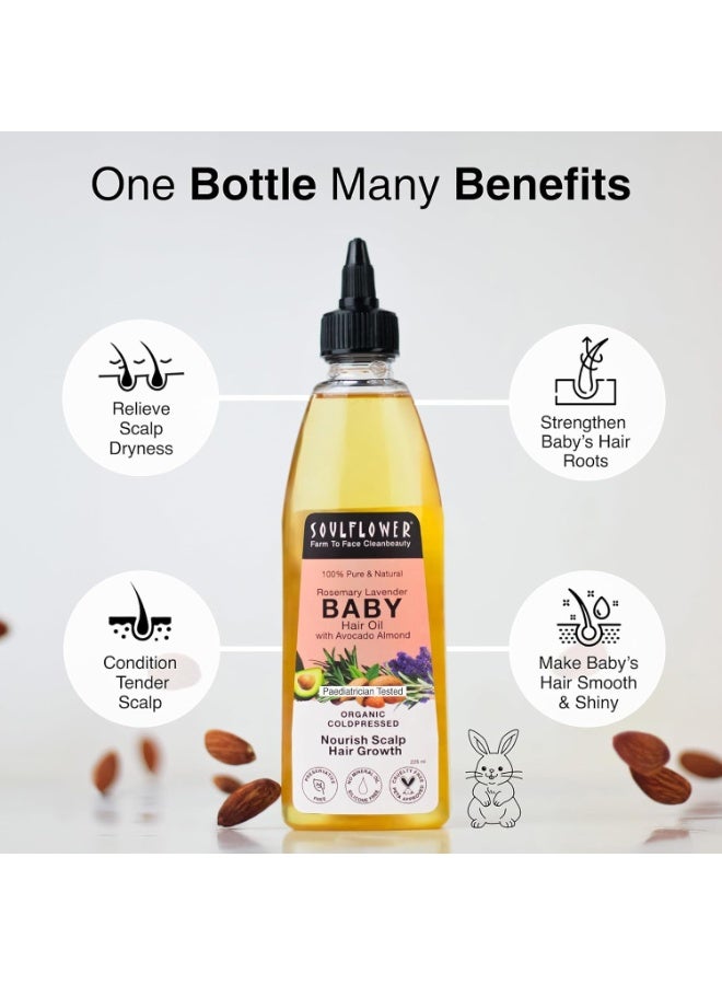 Soulflower Rosemary Baby Hair Oil for Hair Growth, 100% Pure & Natural Organic, Nourishment with Avocado, Coconut, Olive & Almond Oils, Dermatologist & Pediatrician Tested for Healthy Scalp, 225ml - Image 4