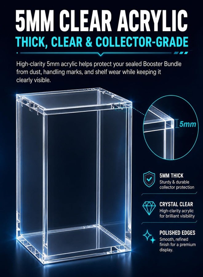 VINJKZQ 2-Pack Acrylic Case for New Sealed Booster Bundle – Perfect Order, Ascended Heroes & Chaos Rising – 5mm Clear Acrylic, Magnetic Lid, Dust & UV Resistant Collector Display - Image 3