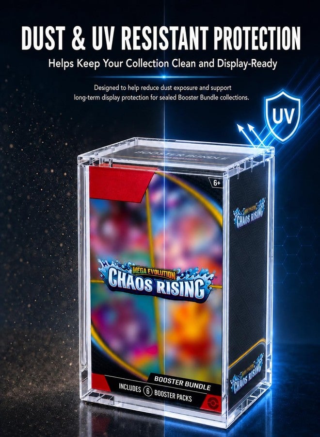 VINJKZQ 2-Pack Acrylic Case for New Sealed Booster Bundle – Perfect Order, Ascended Heroes & Chaos Rising – 5mm Clear Acrylic, Magnetic Lid, Dust & UV Resistant Collector Display - Image 4