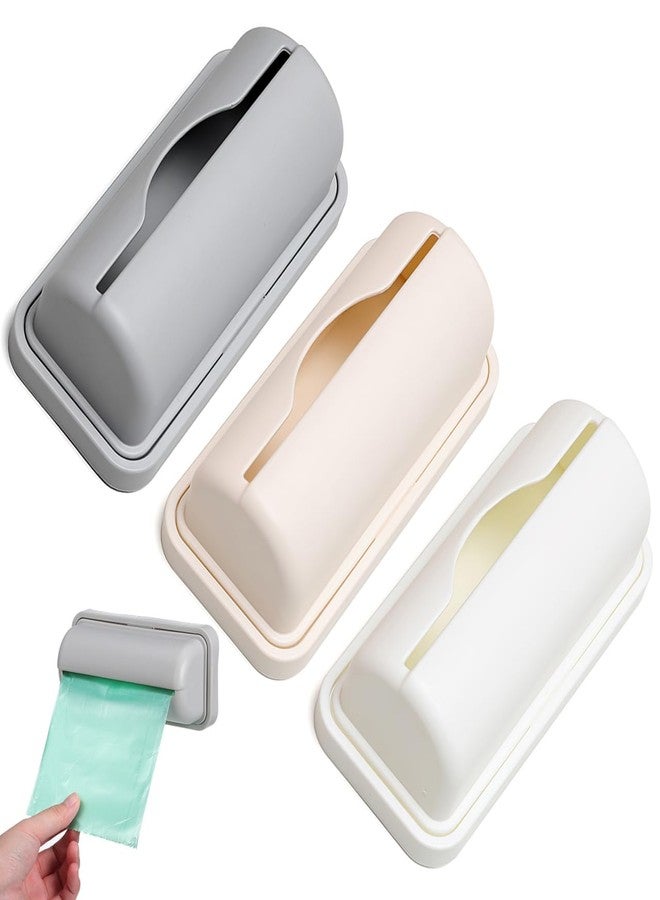 CORHAD 3 Pack Adhesive Wall Mount Trash Bag Holders Plastic Bag Storage Boxes Organizer for Kitchen Bathroom Compact 5.90X2.67X1.77 Inch - Image 1