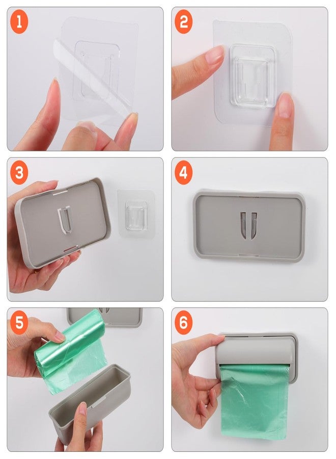CORHAD 3 Pack Adhesive Wall Mount Trash Bag Holders Plastic Bag Storage Boxes Organizer for Kitchen Bathroom Compact 5.90X2.67X1.77 Inch - Image 2