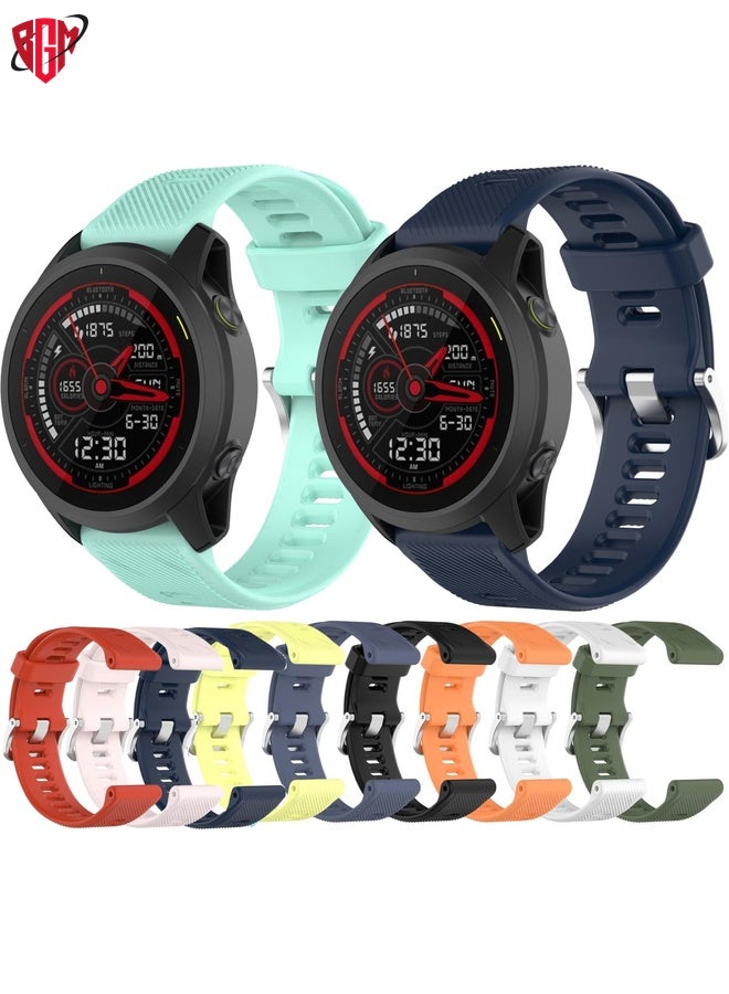 BGM Watch Band Strap For Garmin Forerunner 745 22mm Twill Solid Color Silicone Watch Band(Grayish Blue)  - Image 3