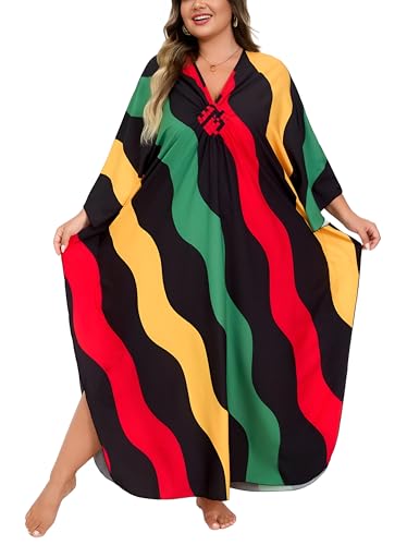KEYLORTING Kaftan Dress for Women - Plus Size Caftan Maxi Beach Dress Moo Moos Loungewear, Swimsuit Cover Up for Beach, Pool or Vacation - Image 1