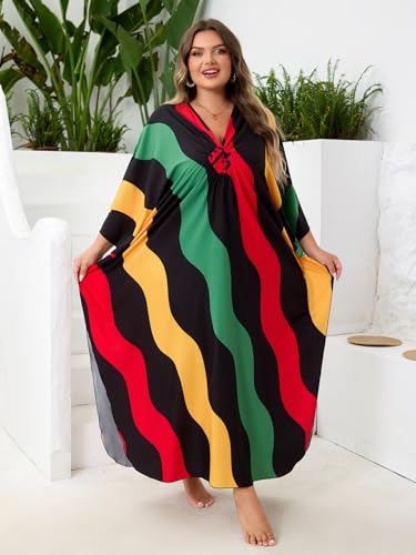 KEYLORTING Kaftan Dress for Women - Plus Size Caftan Maxi Beach Dress Moo Moos Loungewear, Swimsuit Cover Up for Beach, Pool or Vacation - Image 2