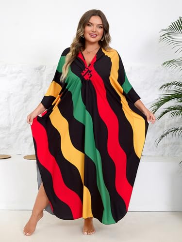 KEYLORTING Kaftan Dress for Women - Plus Size Caftan Maxi Beach Dress Moo Moos Loungewear, Swimsuit Cover Up for Beach, Pool or Vacation - Image 5