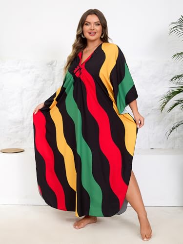 KEYLORTING Kaftan Dress for Women - Plus Size Caftan Maxi Beach Dress Moo Moos Loungewear, Swimsuit Cover Up for Beach, Pool or Vacation - Image 4