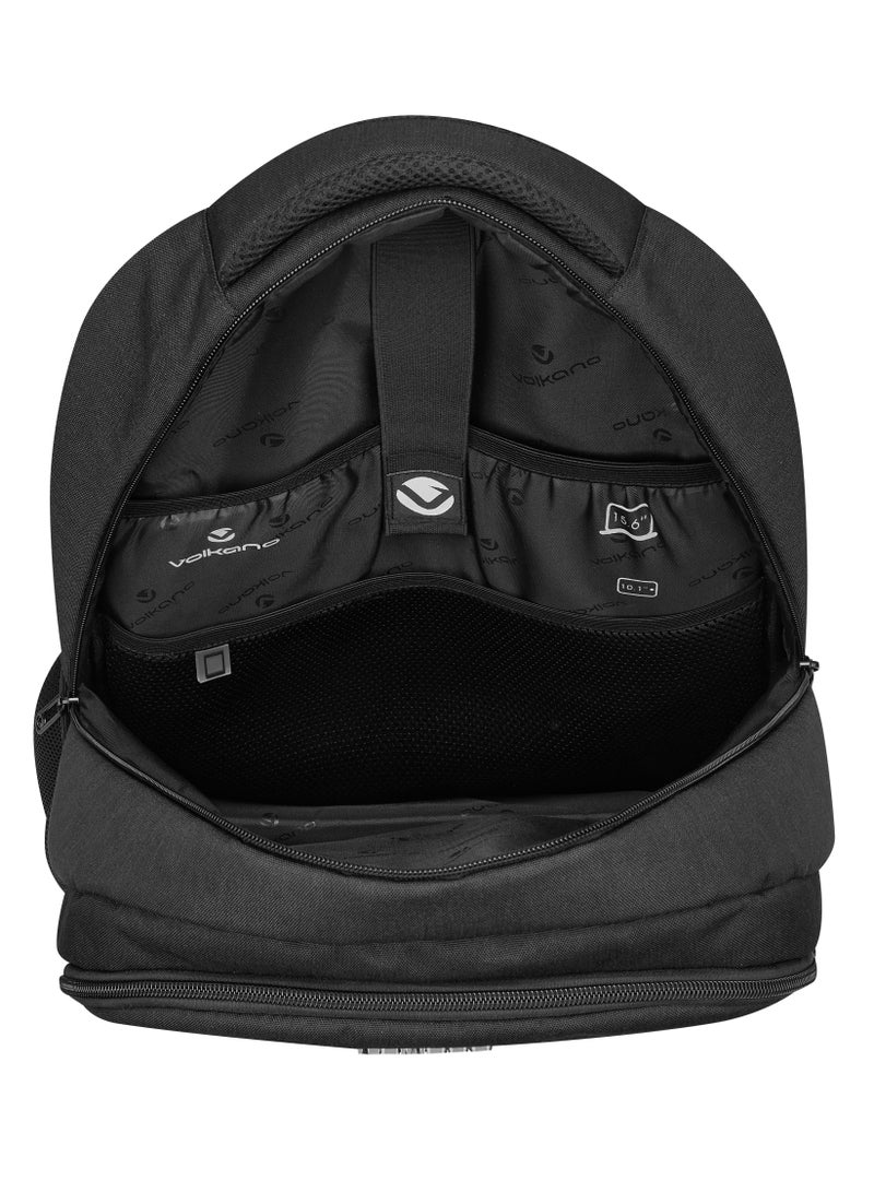 Volkano slator Backpack for Laptop Tablet up to 15.6” Inches, Classic,100 polyester light weight high-quality, Water-Resistant Travel Backpacks, Fashion Slim Durable, Black - Image 3