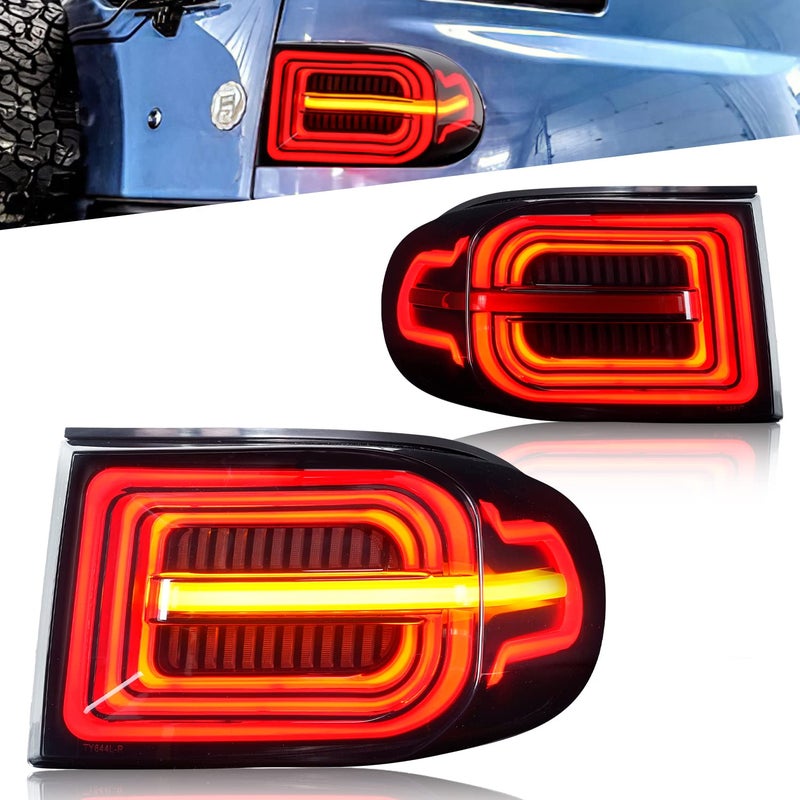 Archaic Tail lights Assembly Compatible for Toyota FJ Cruiser 20072014 FJ Cruiser GSJ15W Rear Tail Lamp wStart Up Animation and Sequential Turn SignalDriver Passenger Sides Smoked