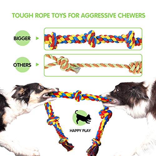 SHARLOVY Large Tough Chew Toys for Aggressive Chewers Large Breed,Heavy Duty Dental Rope Toys Kit for Medium Dogs,5 Knots Indestructible Cotton Puppy Teething Chew Tug Toy Set of 9 - Image 3