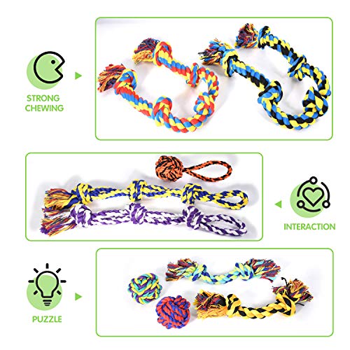 SHARLOVY Large Tough Chew Toys for Aggressive Chewers Large Breed,Heavy Duty Dental Rope Toys Kit for Medium Dogs,5 Knots Indestructible Cotton Puppy Teething Chew Tug Toy Set of 9 - Image 5
