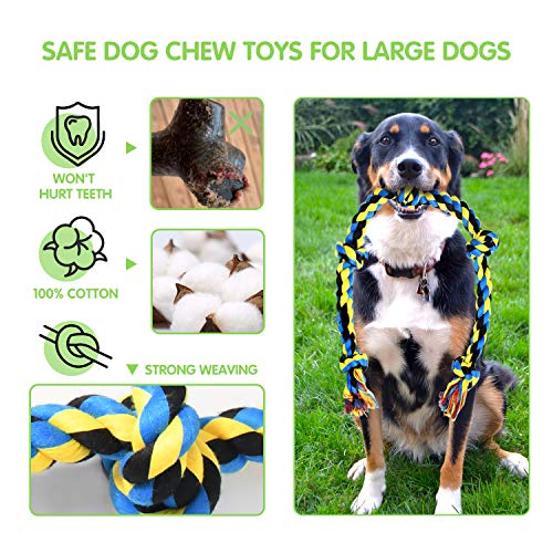 SHARLOVY Large Tough Chew Toys for Aggressive Chewers Large Breed,Heavy Duty Dental Rope Toys Kit for Medium Dogs,5 Knots Indestructible Cotton Puppy Teething Chew Tug Toy Set of 9 - Image 2