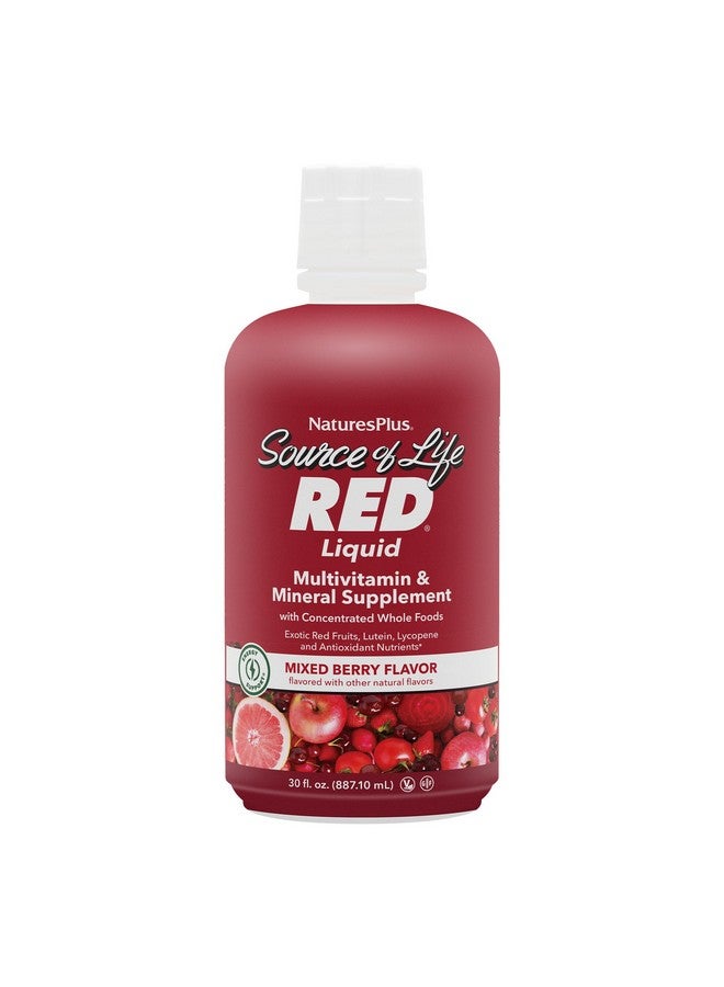 Natures Plus Source of Life RED Multivitamin Liquid - 30 oz - Energy & Immune Support - with Exotic Red Fruits, Lycopene & Lutein - Vegetarian & Gluten Free - 30 Servings - Image 1