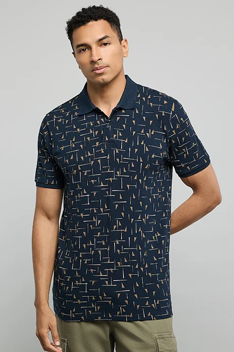 أر أند بي Printed Polo T-Shirt with Short Sleeves
