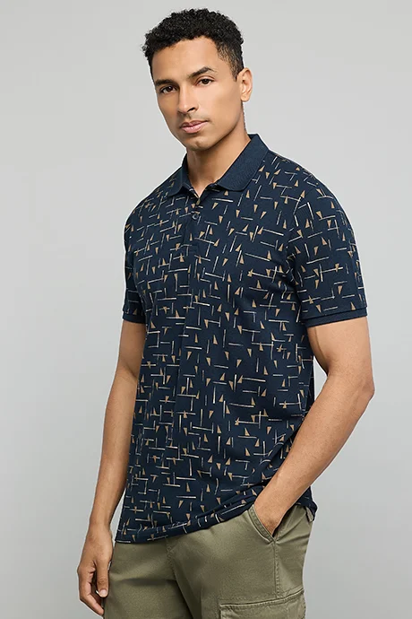 أر أند بي Printed Polo T-Shirt with Short Sleeves