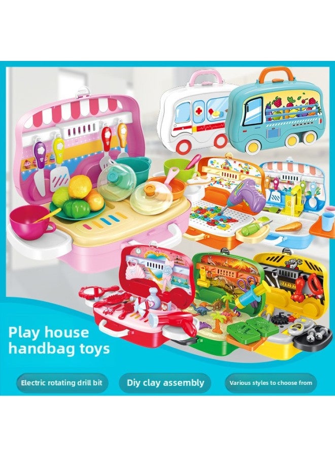 ألعاب الأطفال والبنات ألعاب المطبخ المنزلية وقضيب سحب كبير وحقيبة محاكاة أداة التجميل - اللون: 23 صندوق يد للتجميل - Image 3