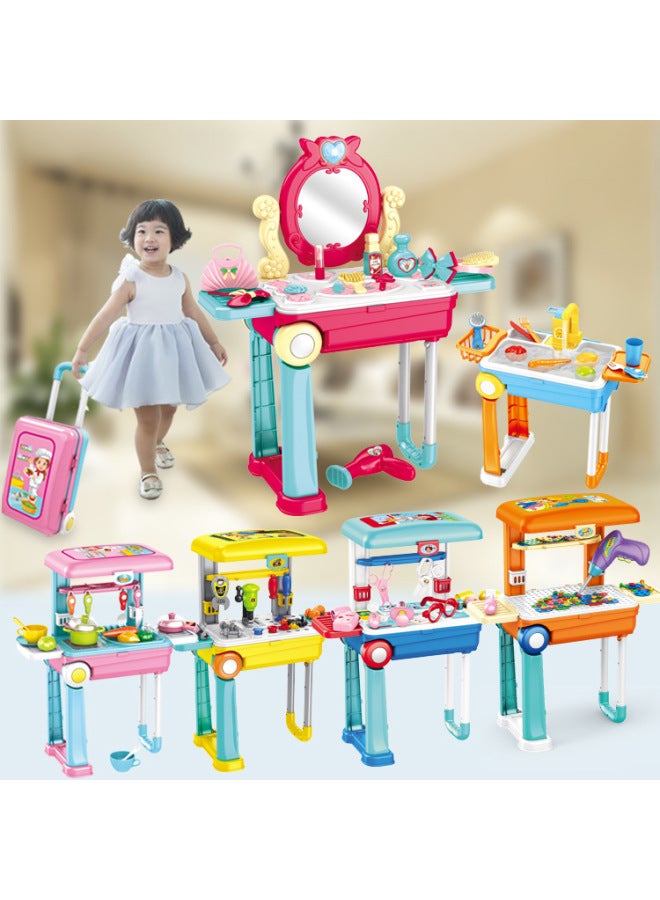 ألعاب الأطفال والبنات ألعاب المطبخ المنزلية وقضيب سحب كبير وحقيبة محاكاة أداة التجميل - اللون: 23 صندوق يد للتجميل - Image 2