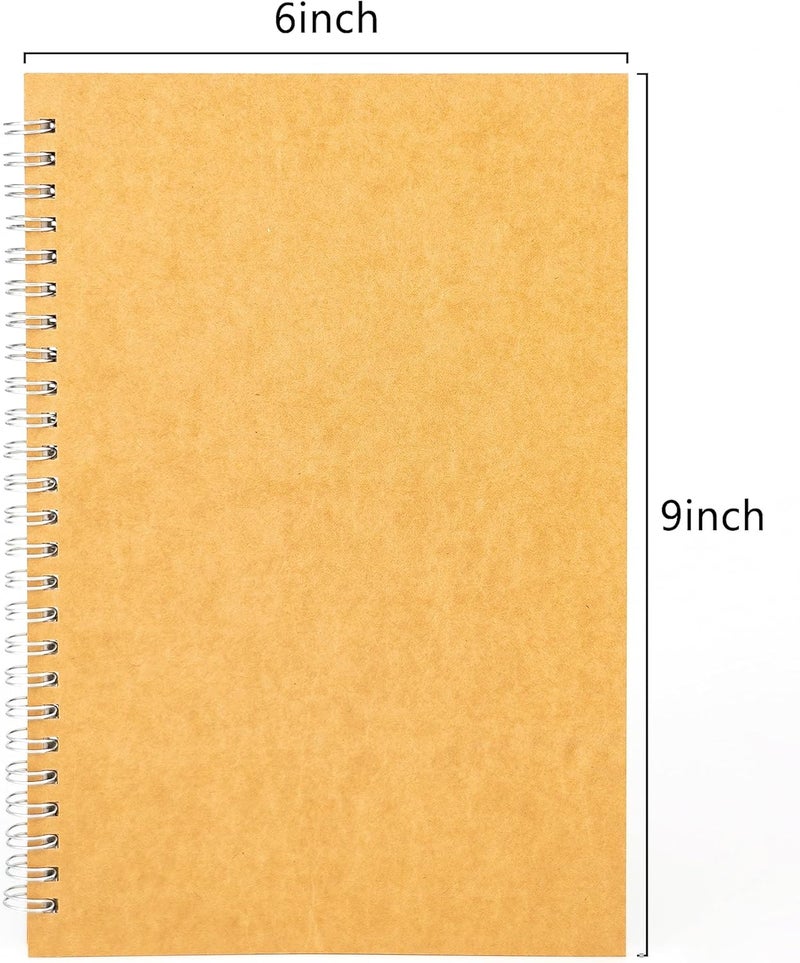 DSTELIN 9 inch x 6 inch 100GSM Blank Spiral Notebook 1Pack Soft Cover Sketch book 160 Pages  80 Sheets Brown  - Image 2