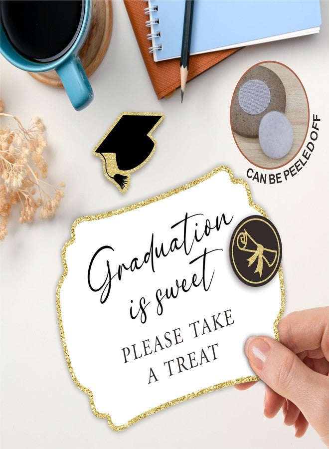 NYCTUG Grad Party Wooden Table Sign - Graduation Is Sweet Please Take A Treat - Buffet Sign, Treat Sign With Metal Support & 2 DIY Wood Decor With Velcro, Grad Party Decorations & Supplies - 07 - Image 4