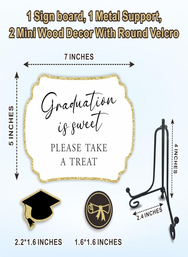 NYCTUG Grad Party Wooden Table Sign - Graduation Is Sweet Please Take A Treat - Buffet Sign, Treat Sign With Metal Support & 2 DIY Wood Decor With Velcro, Grad Party Decorations & Supplies - 07 - Image 2
