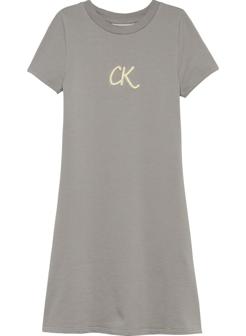 كالفن كلاين جينز فستان أين للأطفال بطبعة معدنية - Image 1