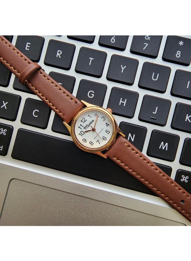 Tekno Trust Retro Women's Wristwatch, Vintage Design, Classic, Rose Gold Color, Strap, Iconic, Minimal  - Image 2