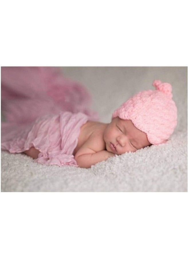 BabyMoon (Set Of 2 Baby Photography Props Non Stretchable Without Wrinkle Anti Pilling Breathable Blanket Swaddle Wrap (Pink)  - Image 3