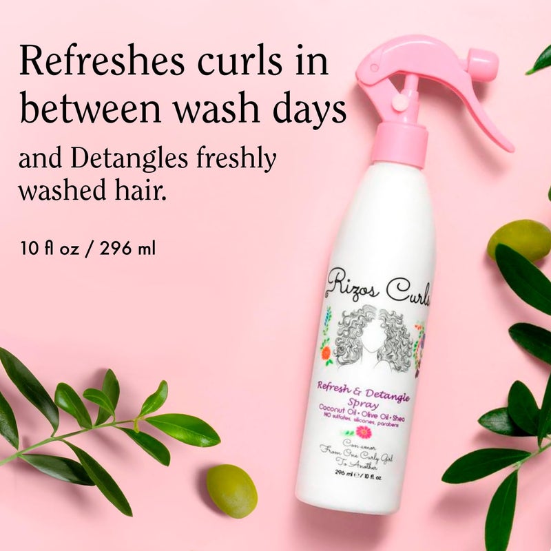 Rizos Curls Refresh & Detangle Spray â€“ Detangling & Curl Leave-In with Coconut Oil â€“ Nourishes, Hydrates & Controls Frizz for Every Curl Pattern â€“ Adds Shine, 2aâ€“4c Hair Types â€“ Vegan & Cruelty-Free - Image 2