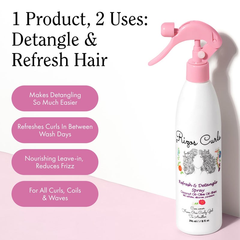 Rizos Curls Refresh & Detangle Spray â€“ Detangling & Curl Leave-In with Coconut Oil â€“ Nourishes, Hydrates & Controls Frizz for Every Curl Pattern â€“ Adds Shine, 2aâ€“4c Hair Types â€“ Vegan & Cruelty-Free - Image 5