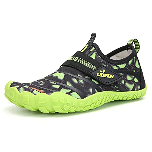 UBFEN Water Shoes for Kids Boys Girls Aqua Socks Barefoot Beach Sports Swim Pool Quick Dry Lightweight Toddler Little Big Kid A Green 12.5 Little Kid - Image 2