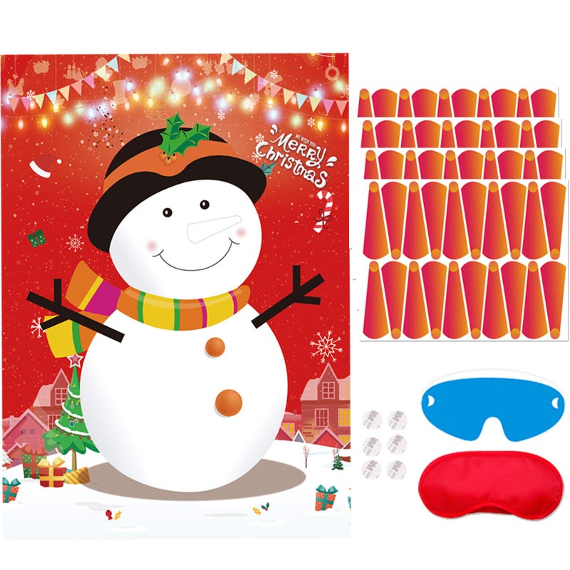 Pin The Nose On The Snowman Christmas Party Games for Kids Xmas Holiday New Year Game Favors Birthday Party Supplies 80 Nose Stickers