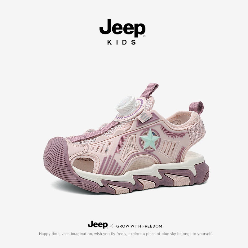 Jeep Children'S Shoes Girls' Sandals 6-12 Years Old Summer Baotou Swivel Button Beach Shoes Boys Shoes Baotou Sandals - Image 2