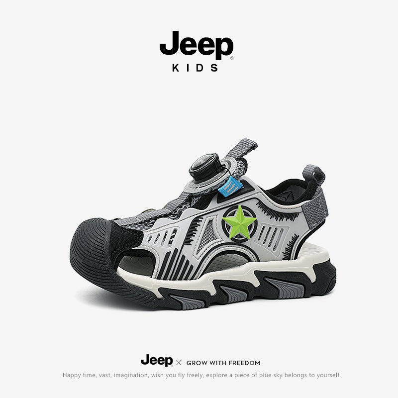 Jeep Children'S Shoes Girls' Sandals 6-12 Years Old Summer Baotou Swivel Button Beach Shoes Boys Shoes Baotou Sandals - Image 1