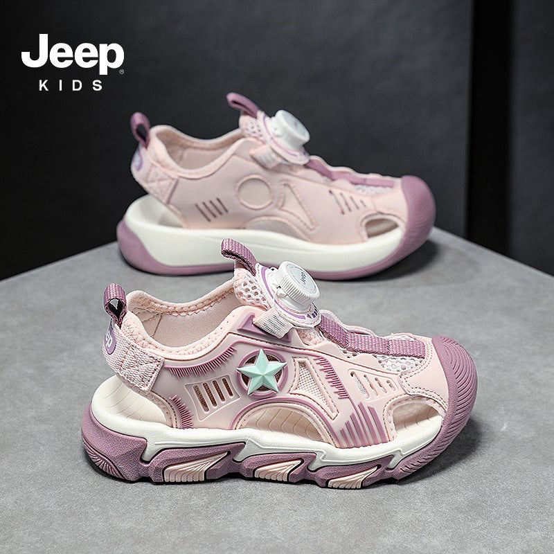 Jeep Children'S Shoes Girls' Sandals 6-12 Years Old Summer Baotou Swivel Button Beach Shoes Boys Shoes Baotou Sandals - Image 3