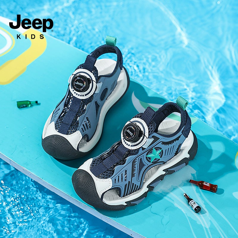 Jeep Children'S Shoes Girls' Sandals 6-12 Years Old Summer Baotou Swivel Button Beach Shoes Boys Shoes Baotou Sandals - Image 4