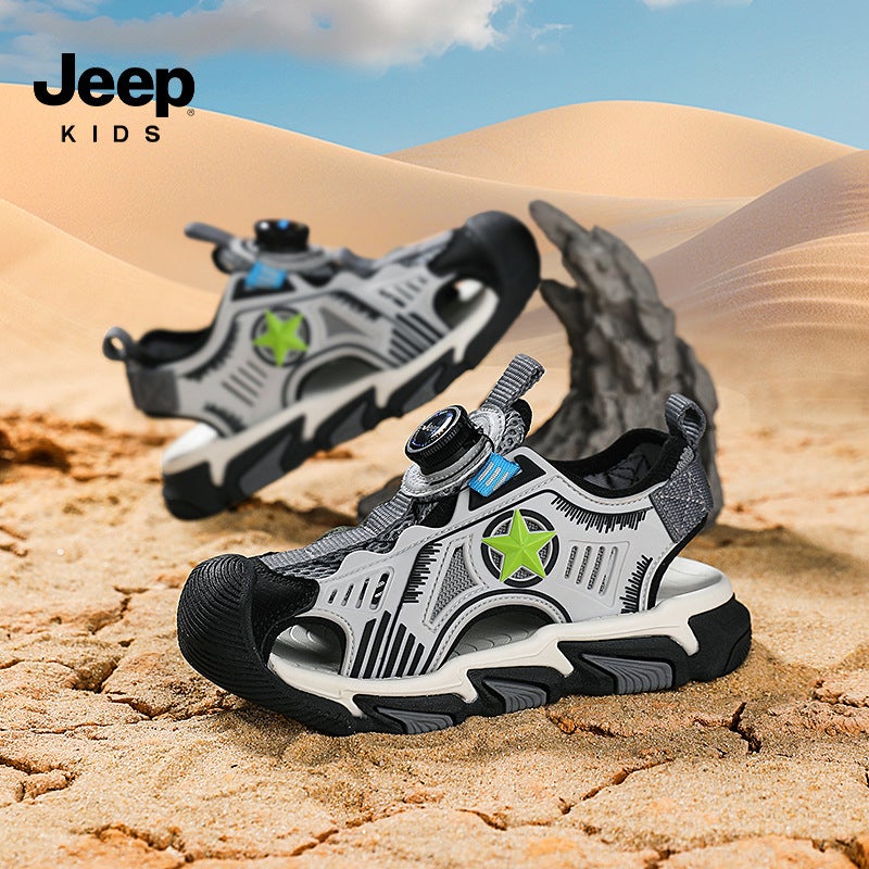 Jeep Children'S Shoes Girls' Sandals 6-12 Years Old Summer Baotou Swivel Button Beach Shoes Boys Shoes Baotou Sandals - Image 5