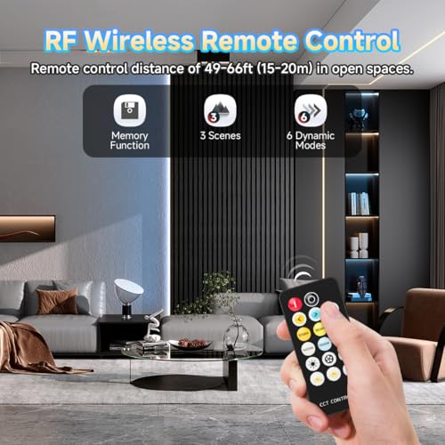 BTF-LIGHTING FCOB COB CCT 3000K-6000K Tunable White LED Strip with RF Remote,UL Listed 12V 9.8FT 640LEDs/m Super Bright Dimmable Tape Light for Bedroom Kitchen Under Cabinet Indoor Decor - Image 5