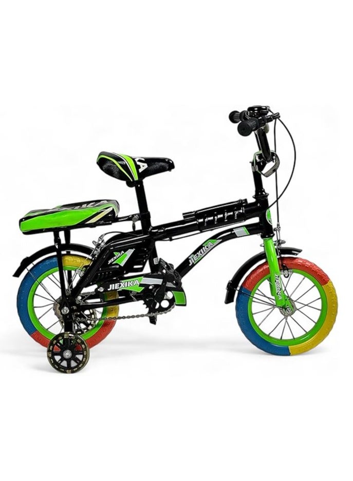 Rambo Freestyle Kids Bike with Adjustable Seat, 12 Inch Rambo Children Bikes for Kids Age 3-7 Years With Passenger Rear Seat, Kids Bike With Hand Brake and Two Flashing Training Wheels - Image 1