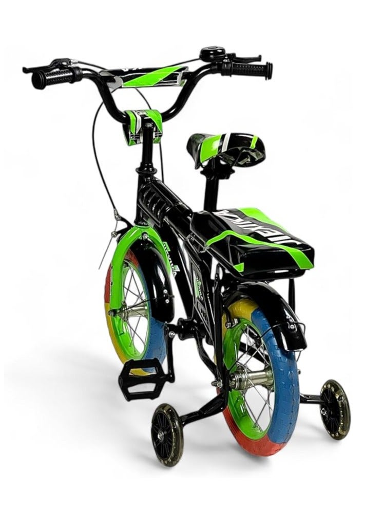 Rambo Freestyle Kids Bike with Adjustable Seat, 12 Inch Rambo Children Bikes for Kids Age 3-7 Years With Passenger Rear Seat, Kids Bike With Hand Brake and Two Flashing Training Wheels - Image 3