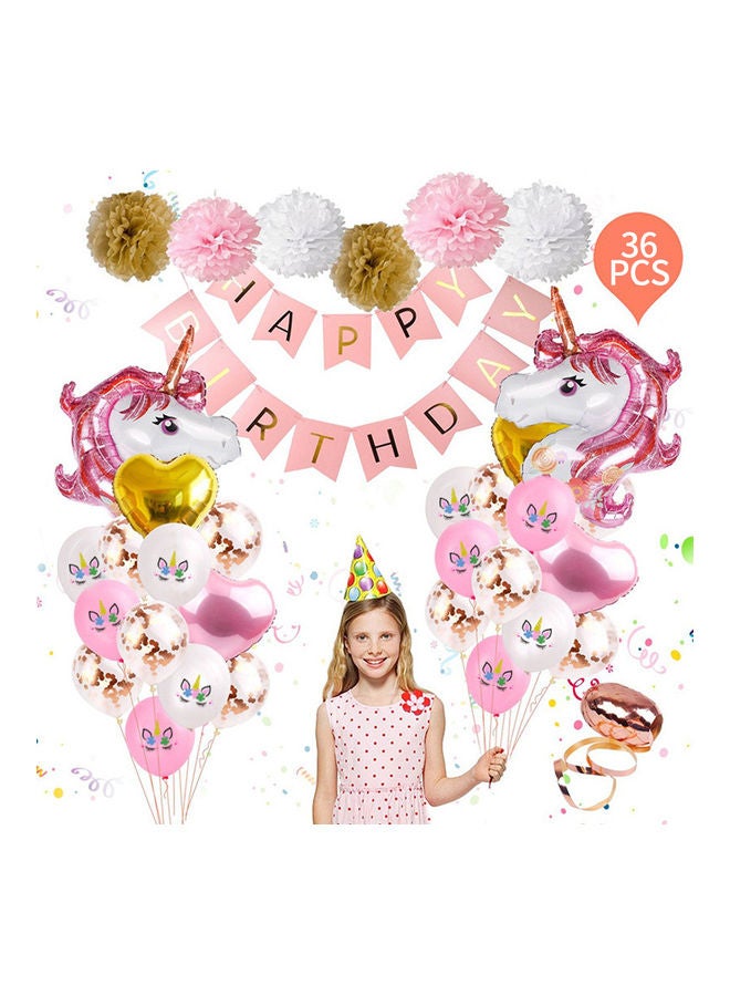 Kidle 36-Piece Unicorn Balloons Decorations For Party Supplies Decor Birthday Backdrop - Image 1