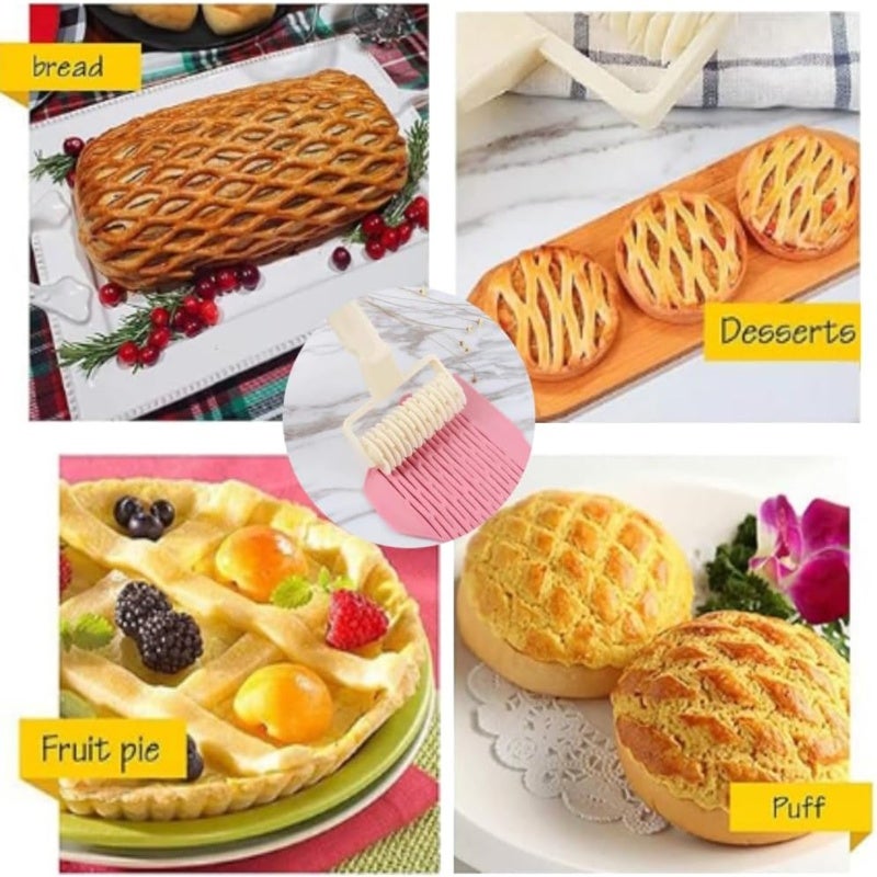 Lattice Roller Cutter 12 X 19cm High-Quality Non-Toxic Plastic - Ergonomic Handle Easy Operation Pastry Grid Cutter for Home Restaurant Bakers - Image 5