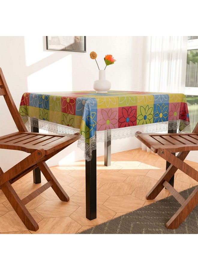 Kuber Industries Square Table Cover for 4 Seater|PVC Waterproof Check Pattern Tablecloth Indoor & Outdoor|48x48 Inch (Multicolor) - Image 2