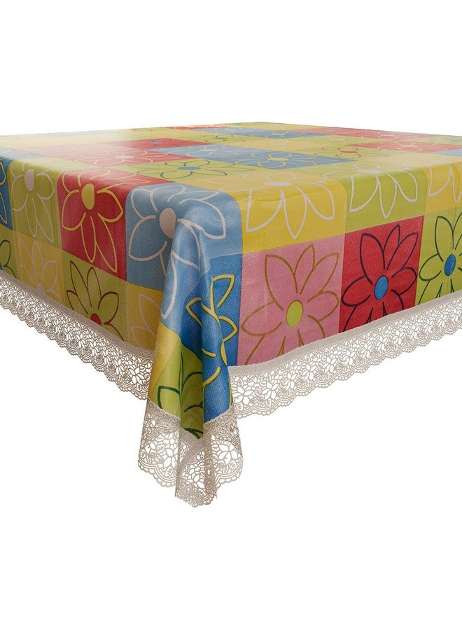 Kuber Industries Square Table Cover for 4 Seater|PVC Waterproof Check Pattern Tablecloth Indoor & Outdoor|48x48 Inch (Multicolor) - Image 3
